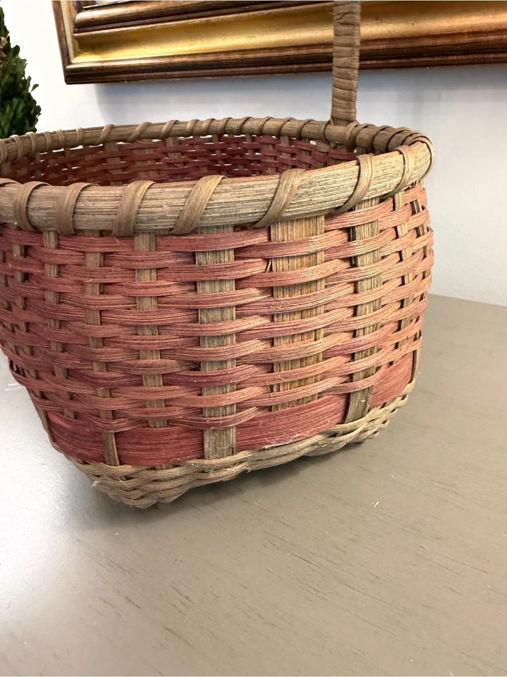 Handwoven Wicker Egg Gathering Storage Basket Oval Woven Sculpted Bottom